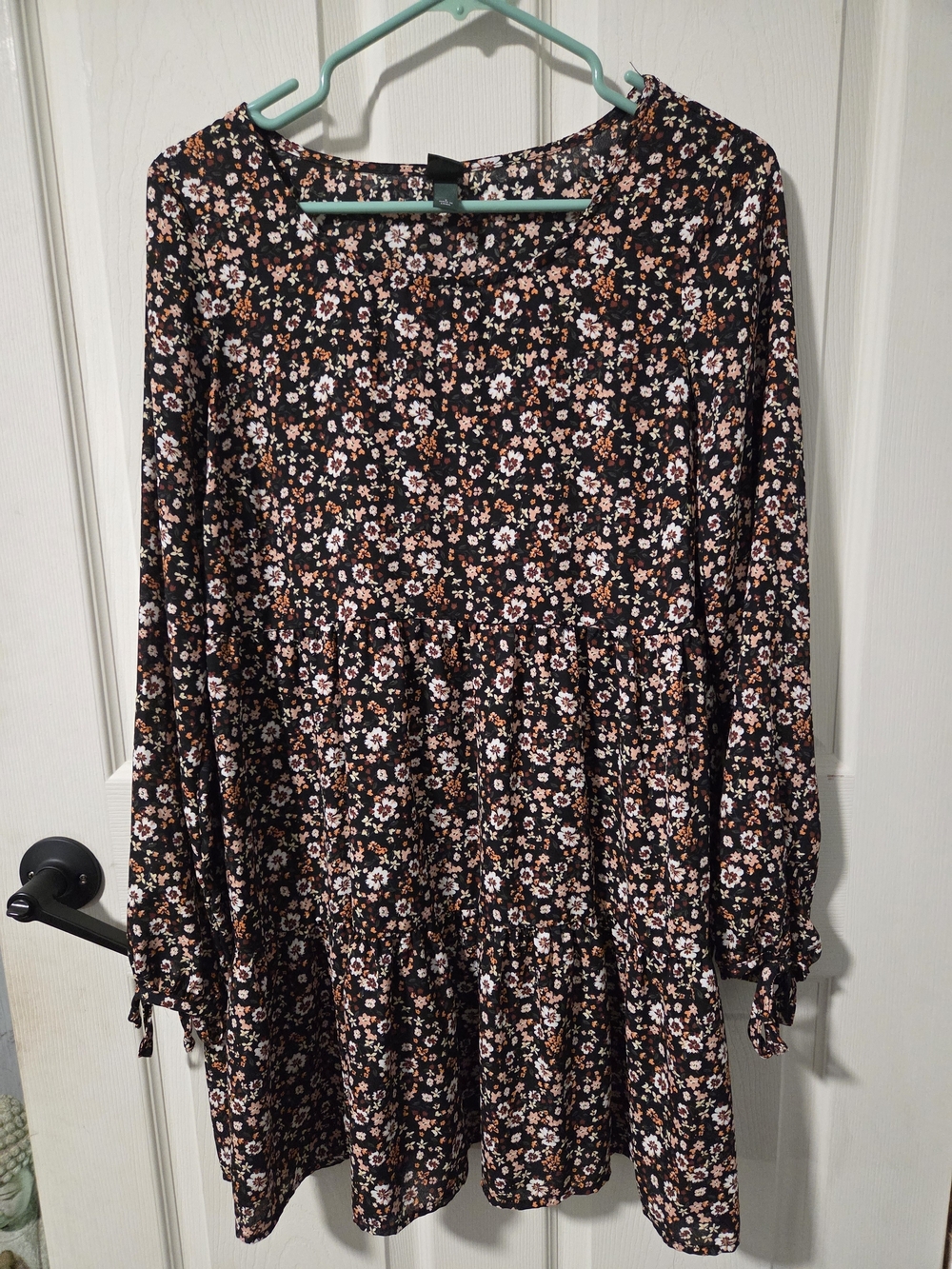 wild fable Black Floral Babydoll Dress